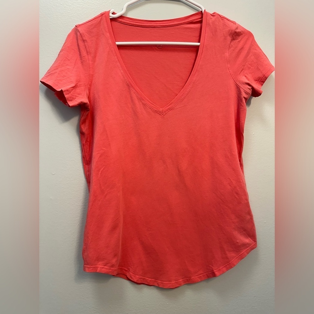lululemon athletica Red V-Neck Tee